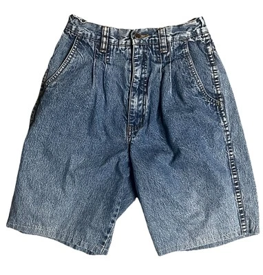 Pantalones Cortos de Jean Bill Blass Vintage Tiro Alto Plisados Mamá Años 90 Denim Cintura 24” Foto 1 de 4