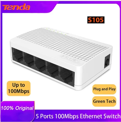 Tenda S105 5 Port Ethernet Switch 10/100Mbps Desktop Network Hub Plug Play - Image 1 of 4