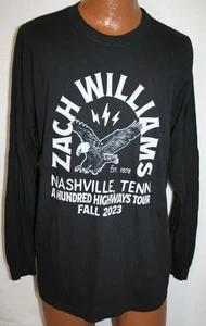 ZACH WILLIAMS 2023 A Hundered Highways Concert Tour Long Sleeve T-SHIRT L - Picture 1 of 1