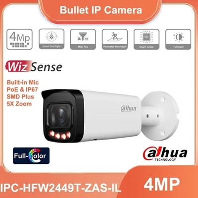 Dahua IPC-HFW2449T-ZAS-IL 4MP Smart Dual Light Bullet WizSense Network Camera - Image 1 of 4