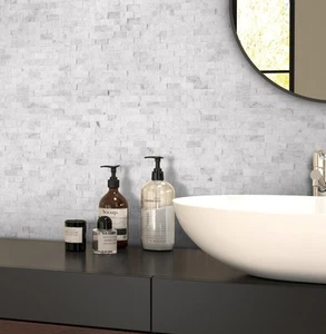 Peel and Stick Mosaic Natural 3D Stone Self Adhesive Tiles, 12" x 11" 5-Sheet... - Picture 1 of 9