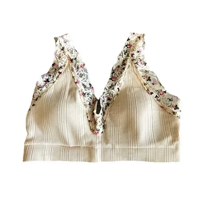 ROSA Victoria's Secret Bralette Acanalado Camisola Mujer M Floral Encaje Ribete Acolchado Foto 1 de 4