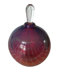 Robert Burch Art Glass Perfume Bottle With Stopper Signed 2007 Iridescent Bubble - Picture 1 of 10