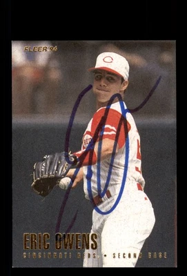 Signed Baseball Card Auto Eric Owens 1996 Fleer #348 Cincinnati Reds - Image 1 of 2