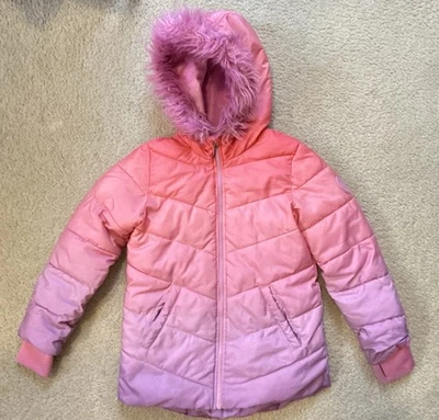 Juicy Couture Jacket M 10/12 Puffer Faux Fur Hood Purple Ombré Winter Jacket - Image 1 of 4