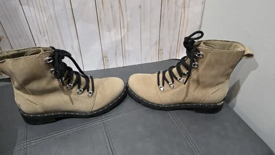 Botas Sorel Mujer 7.5 Lennox Combat Beige Cuero Con Cordones Cómodas Puntera Redonda Foto 1 de 4