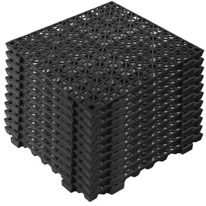 12 Pack Black Interlocking Floor Tiles 12"x12" - PVC Non-Slip Drainage Mats, ... - Picture 1 of 4