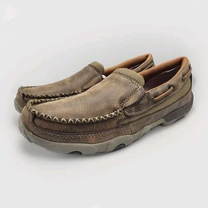 Twisted X Botas Conducción Mocasines de Cuero Mujer 9.5M Marrón Bombardero Bajo Sin Cordones - Imagen 1 de 11