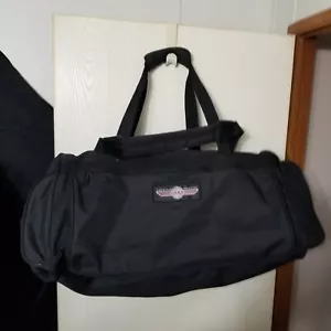 Borsone Vintage American Tourister Gear XL Tela Nera Nera, abt 29x14x14 - Foto 1 di 15