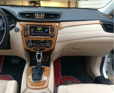 KIT DE MOLDURAS DE TABLERO DE MADERA BURL INTERIOR PARA NISSAN ROGUE S SV SL 2014 2015 2016 Foto 1 de 4
