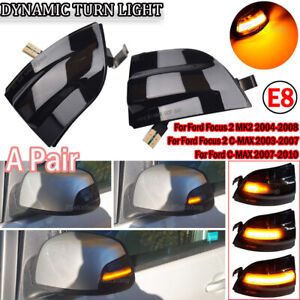 For Ford Focus 2 MK2 C-MAX 2pcs Dynamic Turn Signal Side Mirror Sequential Light