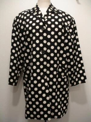 Gabardina para mujer talla M 6 de colección años 80 Perry Ellis negra blanca a lunares hecha en EE. UU. Foto 1 de 4