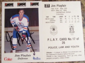 1984-85 NOVA SCOTIA OILERS #17 JIM PLAYFAIR SIGNED PLAYER CARD (A) - Picture 1 of 1