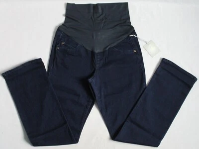 a:glow Maternity Size 8 Full Belly Panel Slim Bootcut Jeans Rinse Wash Dark Blue - Image 1 of 4
