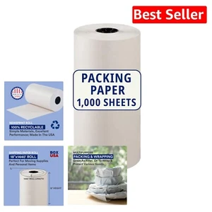 Versatile 18" Wide Packing Paper Roll - 1000 Sheets for All Purpose Packaging - Picture 1 of 8