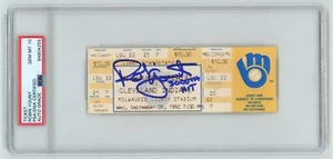 Robin Yount Signed 3000th Hit 9/9/1992 Full Ticket w/ Inscription PSA 10 Auto - Picture 1 of 2