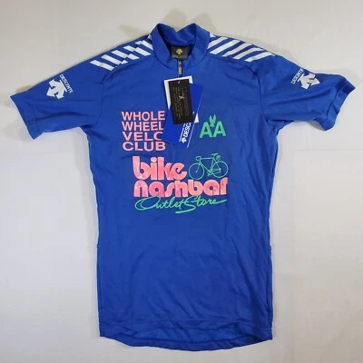 Camiseta deportiva de ciclismo Descente Blue Nashbar de colección años 80 90 nueva con etiquetas leer estado - S 1/4 cremallera Foto 1 de 4