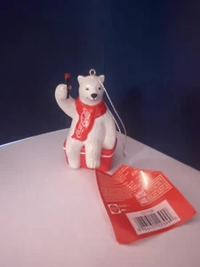 Coca Cola Polar Bear Sitting on Cooler Christmas Tree Ornament Coke CC1124 New - Picture 1 of 2