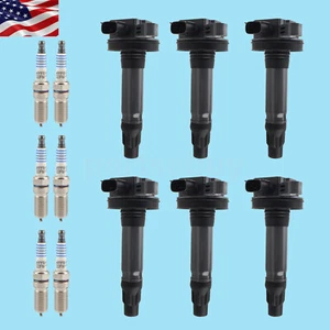6 Pack Ignition Coil & Spark Plug For Lincoln MKS MKT MKX MKZ Mazda 6 CX-9 - Picture 1 of 11