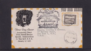 FLIGHT COVER 1947 Inagural Direct Daily Airmail Service Gander New Foundland- NY - Bild 1 von 1