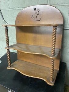 Vintage Wood Handmade Nautical Wall Shelf Unit Book Curio  Figure Maple Solid - Picture 1 of 10