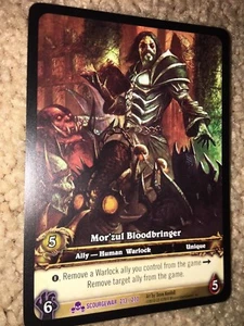 World of Warcraft TCG Card Scourgewar Mor'zul Bloodbringer Ext Art EPIC #213 x3 - Picture 1 of 6