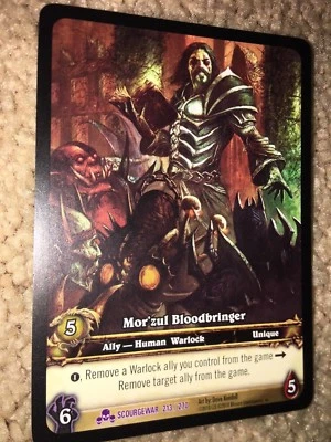 World of Warcraft TCG Card Scourgewar Mor'zul Bloodbringer Ext Art EPIC #213 x3 - Image 1 of 4