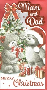 TARJETA DE NAVIDAD MAMÁ Y PAPÁ - Tarjeta de Calidad Lindo Diseño de Osos - Imagen 1 de 3
