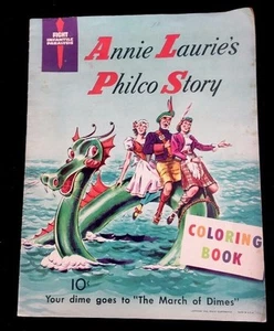 Libro para colorear vintage original de Annie Laurie's Philco Story 1950 sin color - Imagen 1 de 11