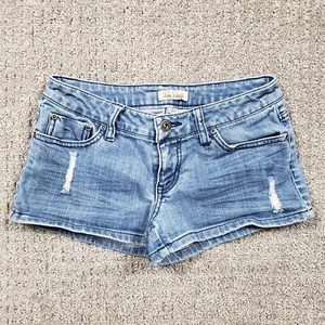 Pantalones cortos Bepop tiro bajo para mujer talla 1 azul claro denim desgastado 26" cintura Y2k - Imagen 1 de 8