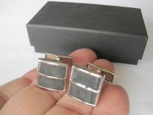 Modern Grey Enamel Double Bar Cufflinks - Picture 1 of 9