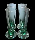 4 - Vintage Mexican Recycled Hand Blown Green 8.5” Pilsner Footed Beer Glass EUC