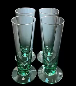 4 - Vintage Mexican Recycled Hand Blown Green 8.5” Pilsner Footed Beer Glass EUC - Picture 1 of 9