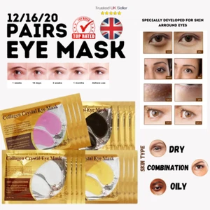 12/16/20 Pair Under Eye Crystal Collagen Gel Face Mask Anti Aging Wrinkle-MIX - Picture 1 of 9