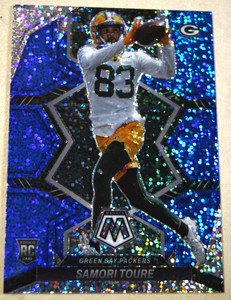 SAMORI TOURE 2022 PANINI MOSAIC 'BLUE SPARKLE' PRIZM SP ROOKIE PACKERS