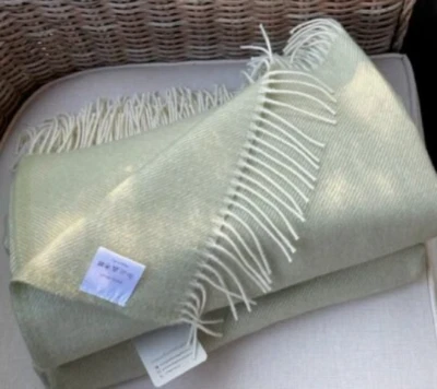Olive green color pure new wool blanket wool throw 55 x79"/140x200cm eco wool - Bild 1 von 4
