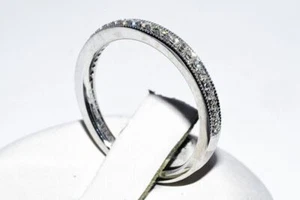 1Ct Round Cut Simulated Diamond Eternity Wedding Band Ring 14k White Gold Plated - Picture 1 of 11
