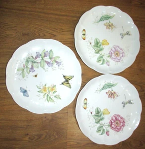 3 Lenox Butterfly Meadow Scalloped 11” Dinner Plates Dragonfly Swallowtail - Picture 1 of 6