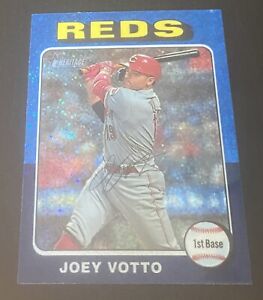 2024 Topps Heritage Joey Votto #255 Chrome Blue Sparkle Refractor SP Reds