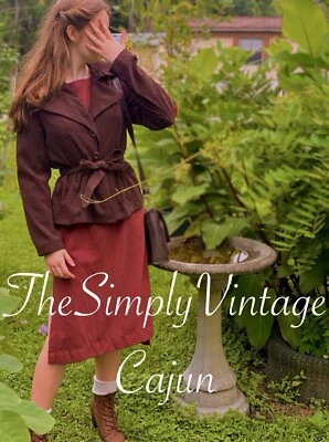 Laura Scott Jacket Brown Peplum Dark Academia Cottagecore - Image 1 of 4