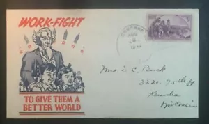 1942 Work Fight Concord Vermont to Kenosha Wisconsin Patriotic Cover - Picture 1 of 2