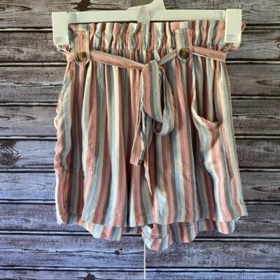 American Eagle Women's Shorts Size S Striped High-Waisted Pockets Belted - Image 1 of 4