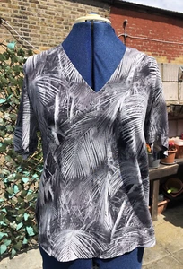 & OTHER STORIES Grey Palm Leaves Print Summer Casual Top Blouse Eur 38 US 8 - Picture 1 of 12
