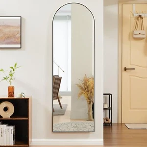 Full Length Mirror w/ Stand Floor Full Body Mirror Aluminum Alloy Frame Bedroom - Picture 1 of 29