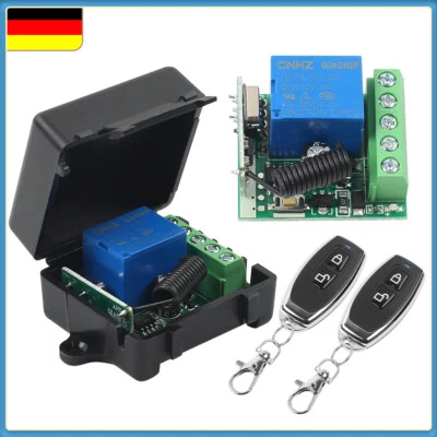 12V 433MHZ Funk Fernbedienung Garagentor Schalter Empfänger mit 2 Handsender DE - Bild 1 von 4