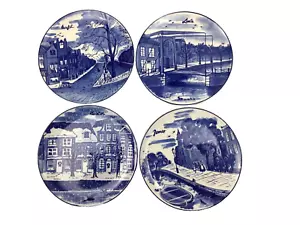 Vintage Blue & White Delft Blue Plate x 4 Seasons 19 cm wall hanging attachment. - Picture 1 of 5