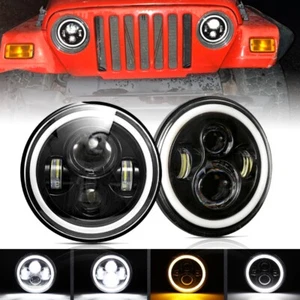 2x 7" LED Round Headlights Hi/Lo Projector Beam For Chevrolet Truck GMC Pickup - Picture 1 of 12
