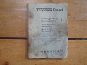 Farymann Diesel R10 R12 R30 R32 Instrucciones de Servicio Lista de Repuestos Manual - Imagen 1 de 9