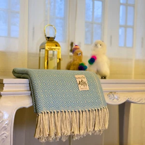 Alpaka Woll Decke Throw 200x140cm (Petrol Blau) - Bild 1 von 3