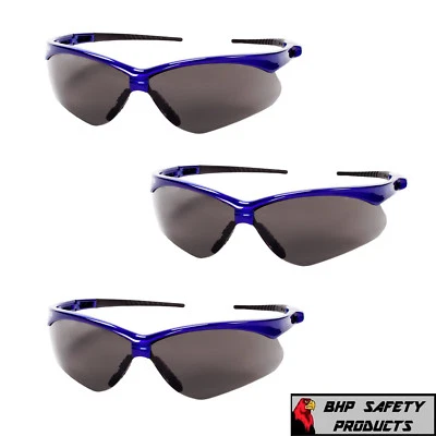(3 PAIR) KLEENGUARD NEMESIS SAFETY GLASSES SMOKE ANTI-FOG LENS BLUE FRAME 47387 - Image 1 of 3